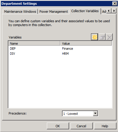 Both Division and Department variables are configured on a single collection where the clients are member off.